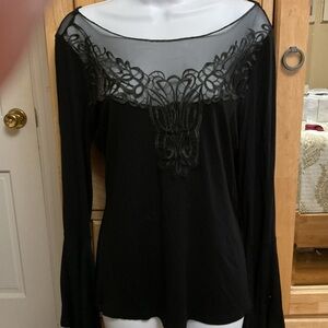VENUS Black Sheer Lace Blouse